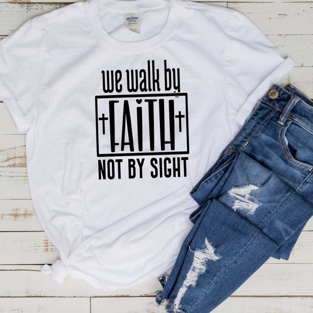 We Walk By Faith Not By Sight Softstyle® Fitted T-Shirt - Picture 2 of 4